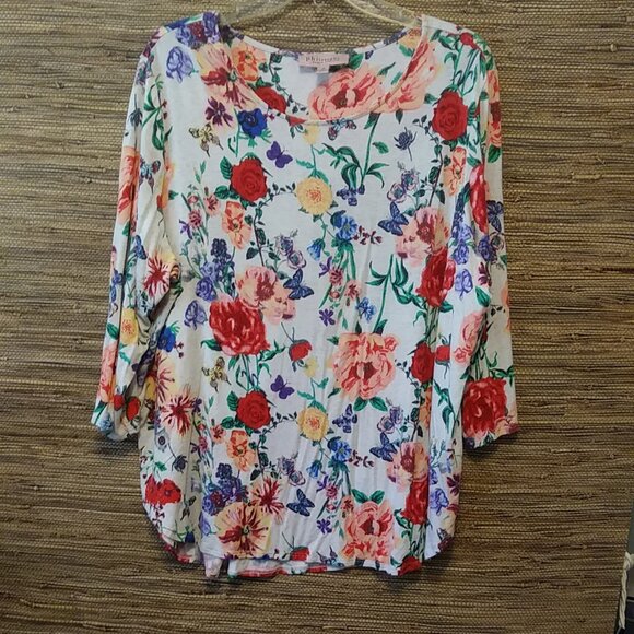 🛍️  Philosophy Republic Woman Floral Blouse 2X – Romantic Boho Vibes - Picture 1 of 8